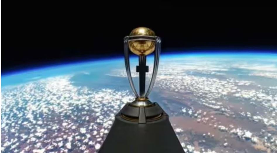 World Cup trophy in space.. Landed at Modi Stadium
