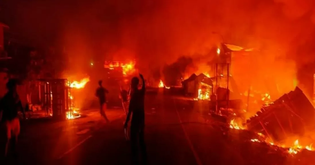 manipur mob violence houses torches houses and buses
